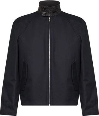 Bottega Veneta Cotton Gabardine Harrington Jas - Heren - Bomber jackets - Blauw - M - Katoen - Jassen