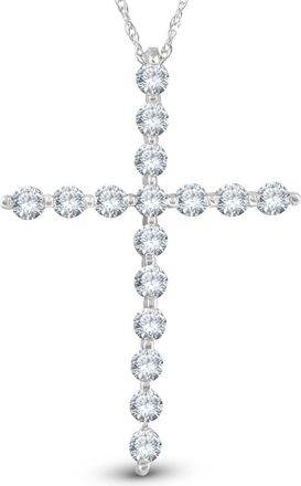 Pompeii3 5/8 Ct Diamond Cross Pendant Necklace 18 10k White Gold 1 Tall