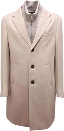 Eleventy Gevoerde Jas van Wol/Kasjmier - Heren - Mantel - Beige - 2XL - Wol - Jassen