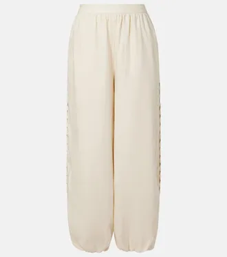SIMKHAI Lace-trimmed linen-blend straight pants