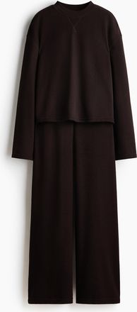 H&M 2-teiliges Jersey-Set mit Shirt und Hose - Brown