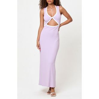 L*Space Steph Cutout Cover-Up Midi Dress in Lady Lilac Cream at Nordstrom, Size X-Large