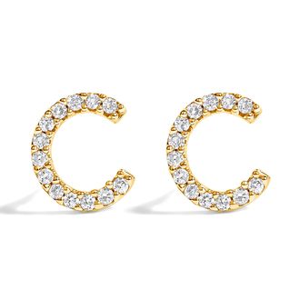 House of Brilliance 10K Gold 1/10 Cttw Diamond Initial A to Z Stud Earring