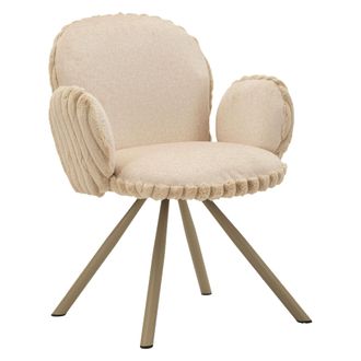 Dmora Silla Zans, 2 Sillas, Acolchado, Estructura Color Crema, Blanco Crema