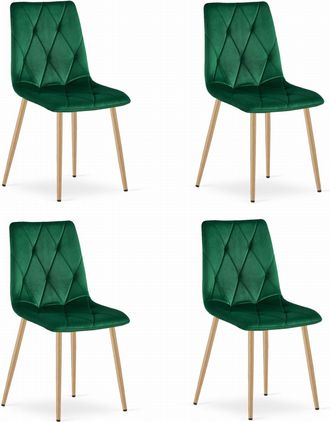 OEM Silla Libra - Terciopelo Verde Oscuro / Patas Color Madera X 4