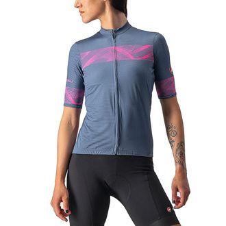Castelli 4522061-062 FENICE Jersey Sweatshirt Womens Light Steel Blue/Pink Fluo XL