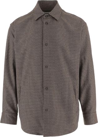 Darkpark Brown Checked Stretch-Viscose Shirt
