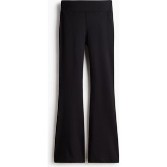 H&M Flared Brushed Jersey Trousers in Black at Nordstrom, Size Xx-Small