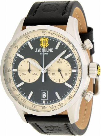 J.W. Hulme Co. Mens Quartz Multi Function Leather Strap Watch In Silvertone/black