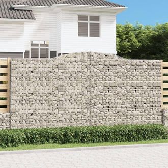 Berkfield Home Arched Gabion Baskets 3 pcs 400x50x200/220 cm Galvanised Iron in Silver