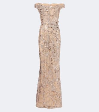 Elie Saab Vestido de fiesta en mezcla de seda adornado