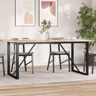 Berkfield Home Dining Table O-Frame 180x90x75 cm Solid Wood Pine & Steel in Brown | Size: 180 x 90 x 75 cm