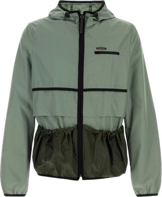 Marni Panelled Hooded Jacket - Heren - Windbreakers - Groen - L - Leer - Fitness