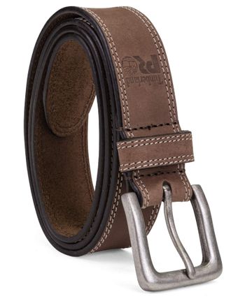 Timberland Mens 38mm Boot Leather Belt, Brown, 42