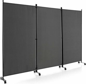 Costway Costway - 3 Panel Room Divider on Wheels Rolling Privacy Screens Portable Freestanding
