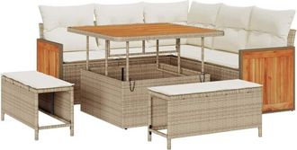 vidaXL Vidaxl - Conjunto De Sof&aacute; De Jard&iacute;n 8 Pcs Beige, Crema 100 X 100 X 71 Cm