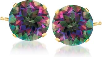 Ross-Simons Mystic Topaz Stud Earrings in 14kt Yellow Gold