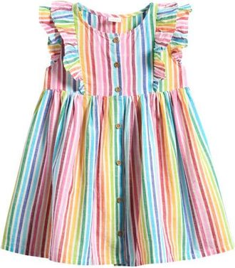 Next Kids Rainbow Stripe Cotton Dress in Pink Multi at Nordstrom, Size 12-18M