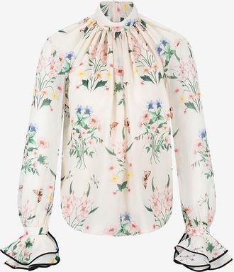 Giambattista Valli Seidengeorgette-Bluse Botanical