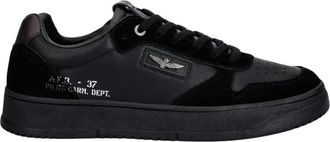 Aeronautica Panelled Lace-up Sneakers - Heren - Sneakers - Zwart - 40 EU - Leer - Schoenen