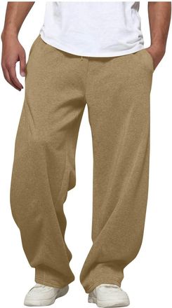 Generic Baggy Joggers for Men Uncuffed Straight Wide Leg Oversized Jogging Bottoms Loose Fit Open Hem Tracksuit Bottoms Gym Workout Athletic Sweatpants Trouse