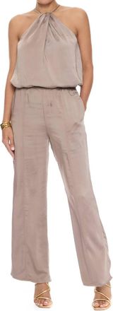 Crescent Noa Pull On Satin Pants In Taupe