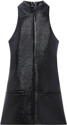 Courrèges sleeveless vinyl a-line dress - women - Cotton/Fabric/Polyurethane - 36 - Black