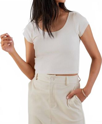 NSF Chasse Rib Short Sleeve Ballet Tee In French Vanilla