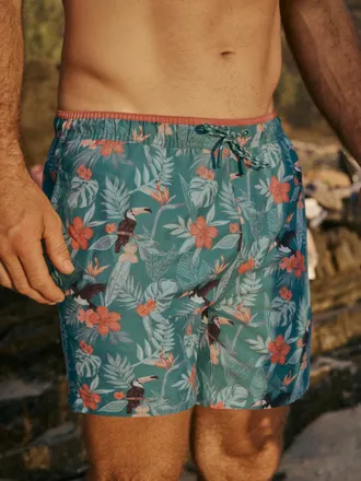 Fat Face FatFace Tresvose Teal Blue Toucan Print Swim Shorts