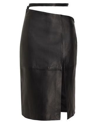 8 by YOOX LEATHER HIGH-WAIST CUT-OUT MIDI SKIRT