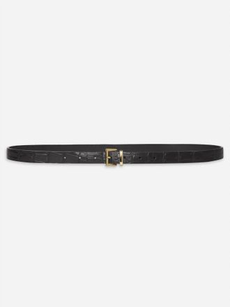 Frame Denim Womens Petite Croc Belt In Black