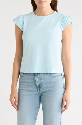 Nanette Lepore Ruffle Cap Sleeve T-Shirt in Pale Blue at Nordstrom Rack, Size X-Large