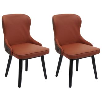 Hhg Hhg - Lote De 2 Sillas De Comedor 713, Silla Tapizada Silla De Cocina Sill&oacute;n Silla, Tela/textil Madera Maciza, Terracota-marr&oacute;n