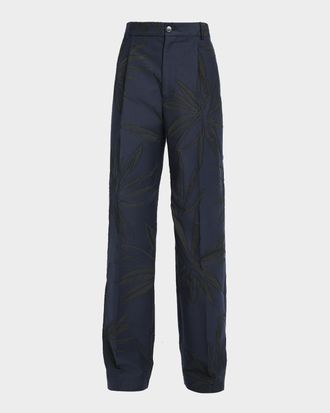 Dries Van Noten Men & apos;s Penrud Floral Wide-Leg Pleated Pants