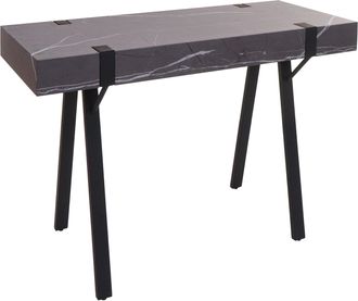 Hhg Nunca Usado] Mesa Consola Hhg 743, Mesa De Tel&eacute;fono Mesa De Trabajo Mesa Auxiliar Mesa De Almacenaje, Metal 75x100x40cm, Aspecto M&aacute;rmol Gris