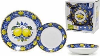 Trade Shop Trade Shop - Set Services Of Piacts In Porcellana 18 Pz Decoration To Limoni With Maiolica Da Tavola