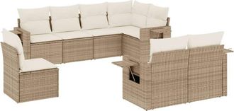 vidaXL Vidaxl - Juego De Sof&aacute;s De Jard&iacute;n Con Cojines Beige 8 Pzas Rat&aacute;n Pe