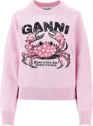 Ganni Maglione in misto lana Crab - - Knitwear - Donna - Rosa - S