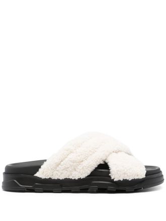 Fabiana Filippi Sandali slides con finto shearling - Bianco