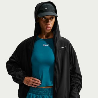 Nike Womens One Dri-FIT Oversized Woven Jacket in Black | IX7301-010