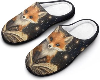 Generic Fox Read Books Mens Slippers Comfortable And Non-slip Cotton Slipper Shoe for House