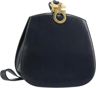Ferragamo Pre-owned Shoulder Bags, female, Blue, Size: ONE SIZE Pre-owned Leather Shoulder Bag