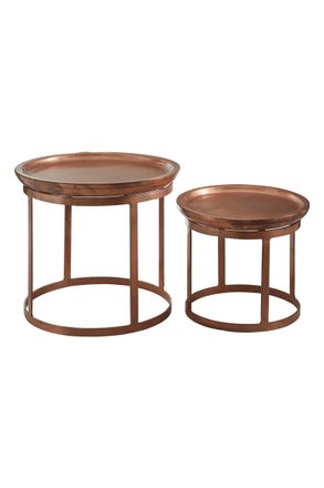 Premier Housewares Set Of Two Crest Copper Finish Iron Tables