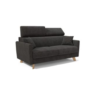 Divani.Store Sof&aacute; cama con reposacabezas ajustables 160 cm negro