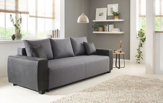HOME AFFAIRE Schlafsofa »Bella, B: 241 cm, Liegefl. 142x194 cm« mit Bettfunktion, Bettkasten & 2 Zierkissen, Federkern