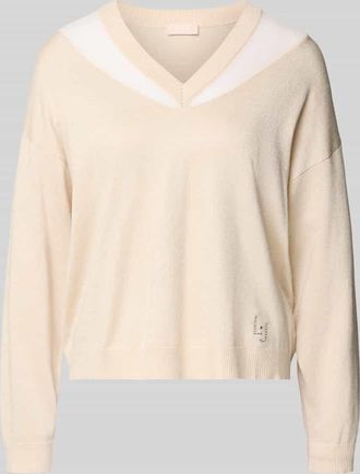 Liu Jo Relaxed Fit Pullover aus Viskose-Mix in Strick-Optik in Sand, Gr&ouml;&szlig;e XXL