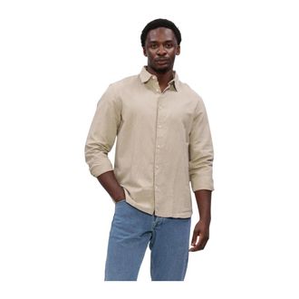 Selected Regular Fit Linnenmix Overhemd - Heren - Casual Overhemden - Beige - XL - Linnen - Overhemden