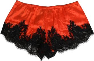Dolce & Gabbana Red Silk Satin Lace Shorts Womens Underwear