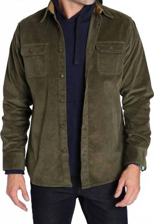 Jachs NY Stretch Corduroy Overshirt In Jade