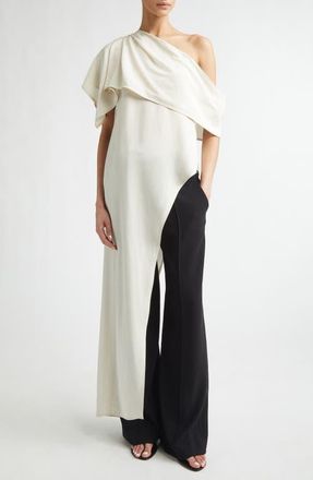 Proenza Schouler Haya Asymmetric One-Shoulder Cady Top in Ecru at Nordstrom, Size 10